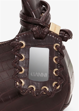 Hobo mini croco bag Chocolate Fondant A7291 Ganni 